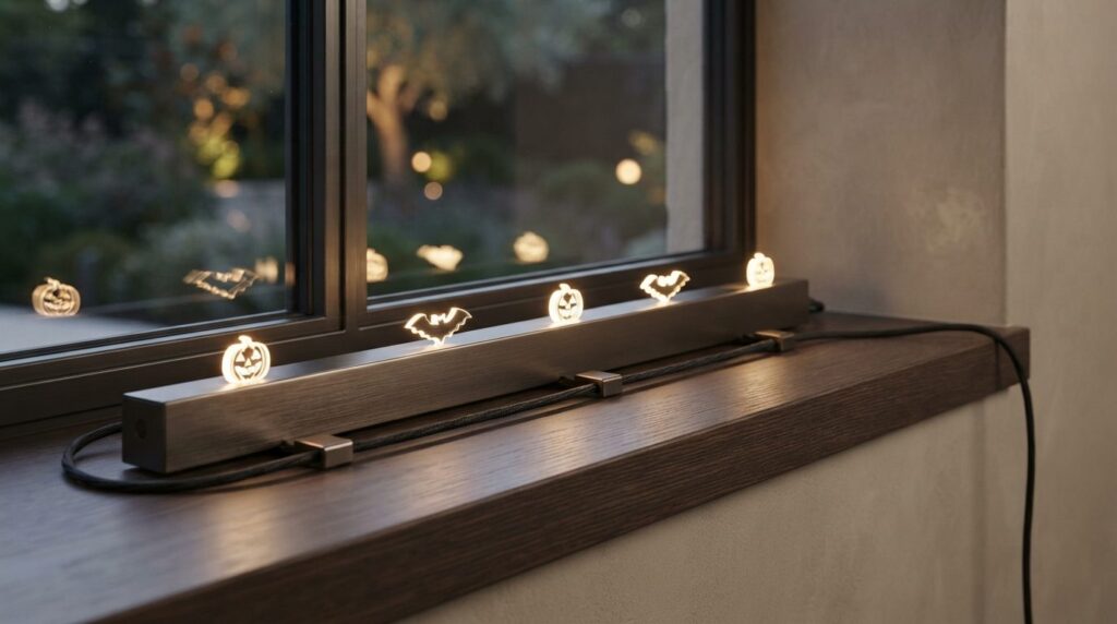 Close-up detail shot of high-end smart Halloween LED lights 