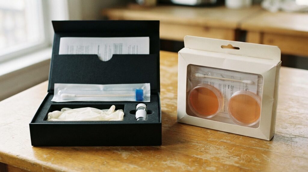 Close-up comparison of professional DNA dust sample collecti